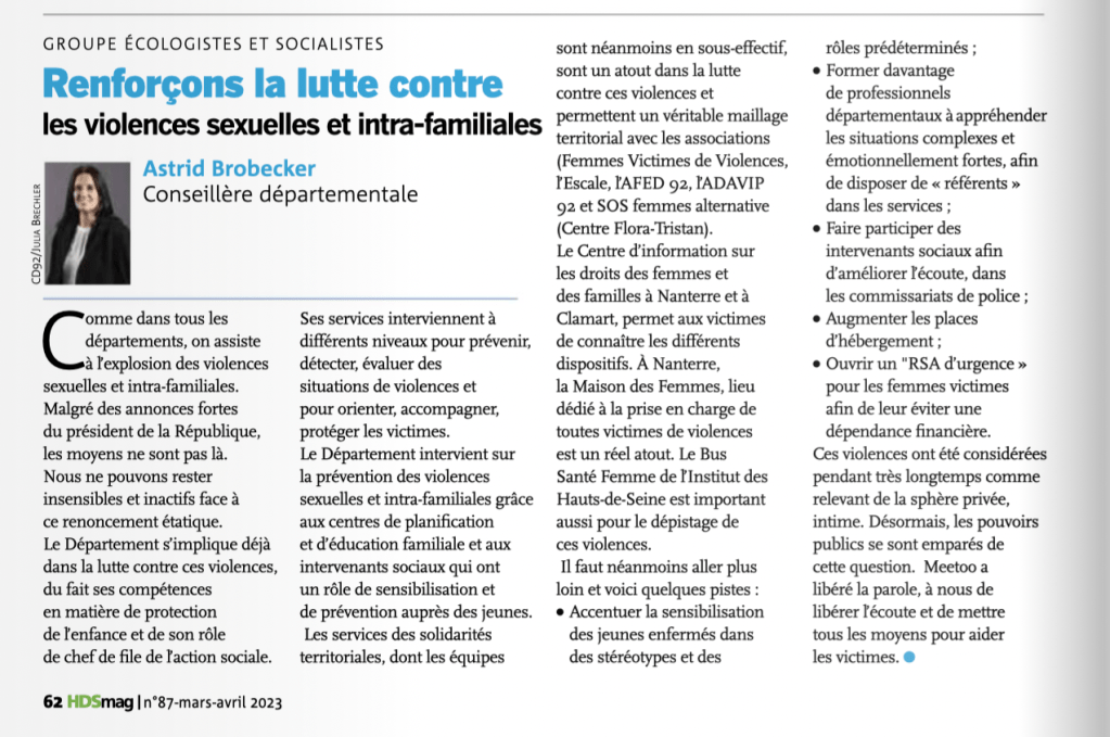 Renforçons la lutte contre les violences sexuelles et intra-familiales